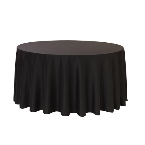Tablecloth 300cm Round Black Caress Plain